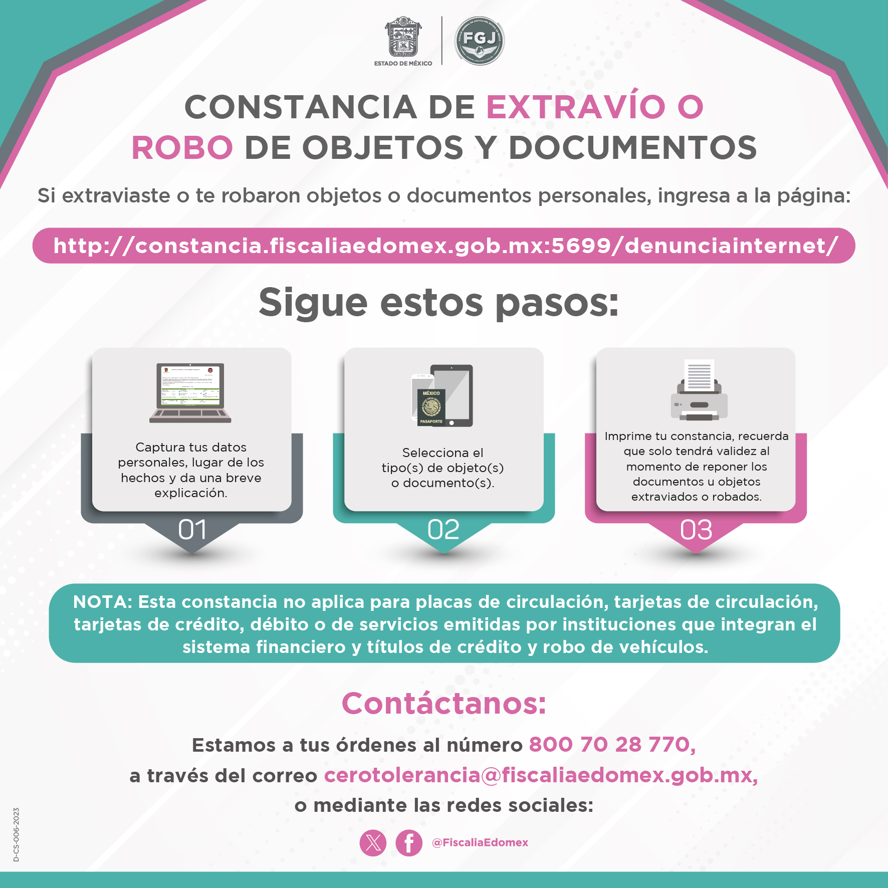Constancia de extravío de objetos o documentos